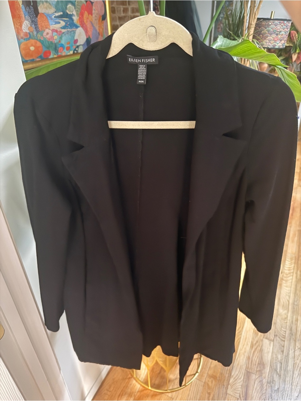 Eileen Fisher Black Open-Front Blazer Jacket